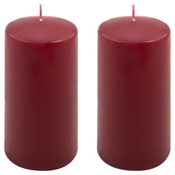 ŚWIECE STOŁOWE BORDOWE 2 SZT 15,5x7,5 CM ŚWIECZKI TRADYCYJNE KOLUMNOWE