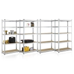 4x REGAŁ MAGAZYNOWY 180x90x40CM 3500KG SREBRNY METALOWY PÓŁKI GARAŻ PIWNICA