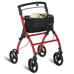 CZERWONY ROLLATOR BALKONIK NA KÓŁKACH REHABILITACYJNY CHODZIK