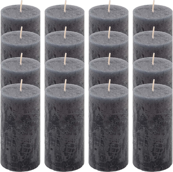 ŚWIECE STOŁOWE ANTRACYTOWE 16 SZT 5x10 CM ŚWIECZKI WALCOWE KOLUMNOWE
