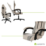 FOTEL GAMINGOWY BIUROWY KUBEŁKOWY GRACZA OBROTOWY HYPERSEAT BEŻOWY SZARY
