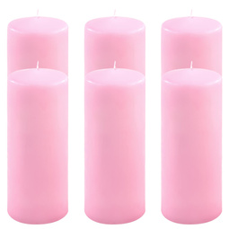 ŚWIECE STOŁOWE RÓŻOWE 6 SZT 20x7,5 CM ŚWIECZKI TRADYCYJNE KOLUMNOWE