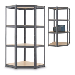 REGAŁ NAROŻNY METALOWY MAGAZYNOWY 160x75x40CM 320KG PIWNICA GARAŻ SZARY