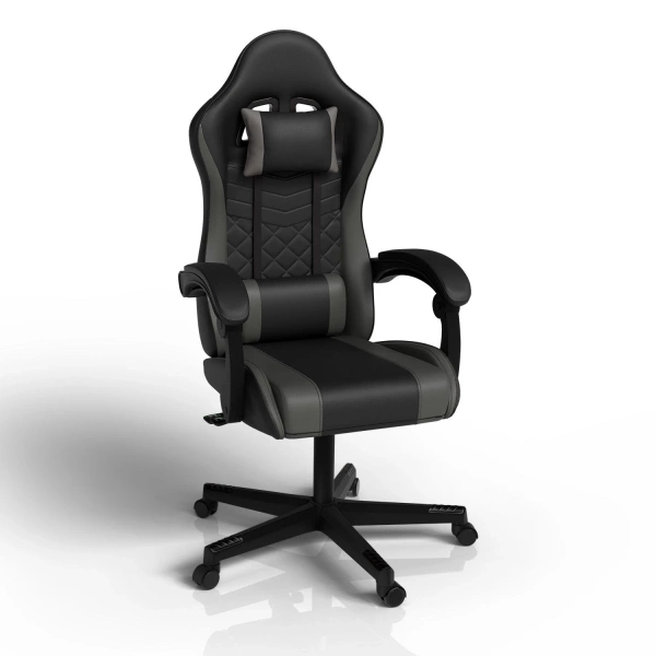 FOTEL GAMINGOWY BIUROWY KUBEŁKOWY GRACZA OBROTOWY HYPERSEAT CZARNY SZARY