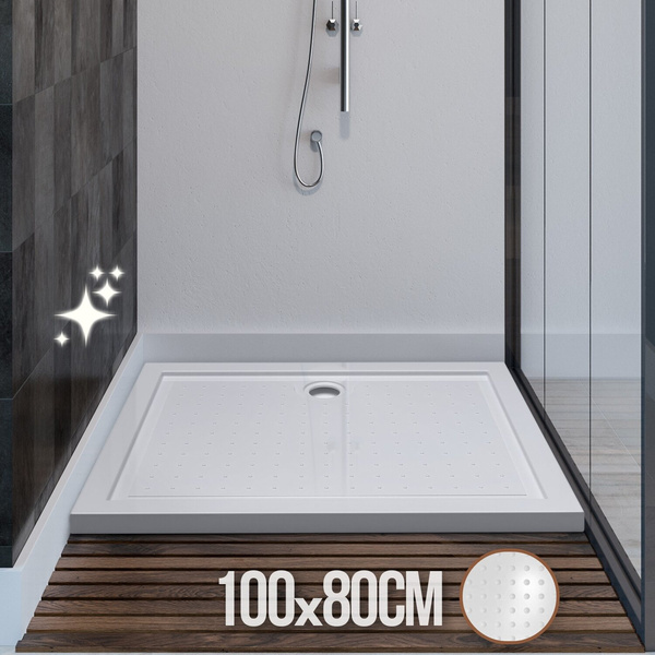 BRODZIK PRYSZNICOWY PROSTOKĄTNY POSADZKOWY 100x80 AKRYLOWY BIAŁY SLIM 5 CM