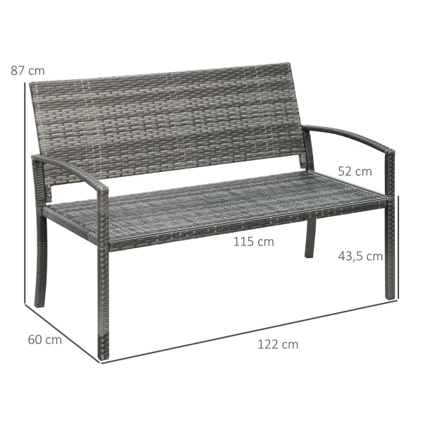 ŁAWKA OGRODOWA Z TECHNORATTANU ŁAWECZKA NA TARAS BALKON PATIO BRĄZOWA