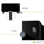 GRZEJNIK ELEKTRYCZNY 2000W CZARNY SZKLANY STOJĄCY ŚCIENNY + WLAN WIFI