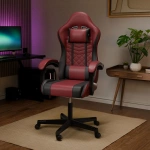 FOTEL GAMINGOWY BIUROWY KUBEŁKOWY GRACZA OBROTOWY HYPERSEAT BORDOWY CZARNY