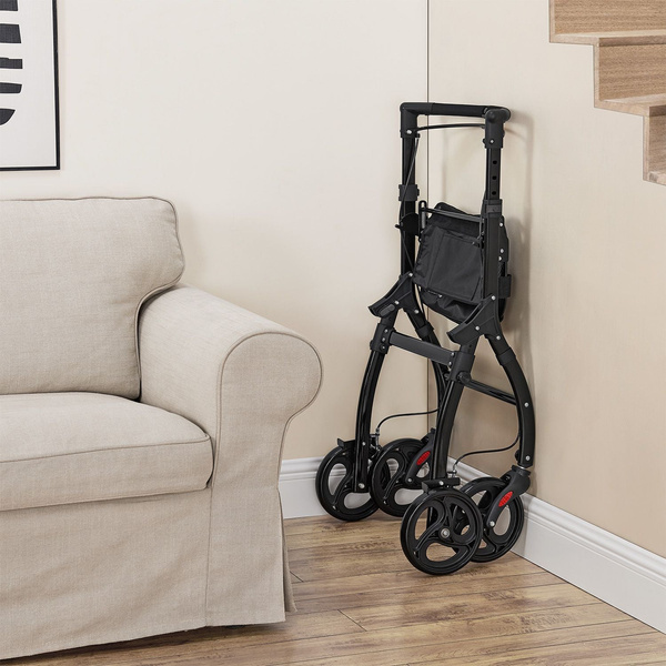 CZARNY ROLLATOR BALKONIK NA KÓŁKACH REHABILITACYJNY CHODZIK