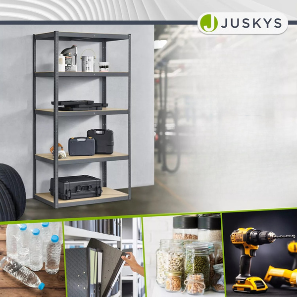 REGAŁ MAGAZYNOWY 200x100x60 CM 875KG METALOWY PÓŁKI GARAŻ WARSZTAT SZARY