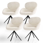 4x KRZESŁO TAPICEROWANE 360° DO SALONU JADALNI BEŻOWE ECRU KREMOWE BOUCLE