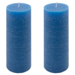 ŚWIECE STOŁOWE NIEBIESKIE RUSTYKALNE 2 SZT 7,5x20 CM ŚWIECZKI KOLUMNOWE