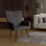 FOTEL USZAK RELAKSACYJNY WYPOCZYNKOWY SKANDYNAWSKI STYL SZARY SZTRUKS