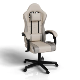 FOTEL GAMINGOWY BIUROWY KUBEŁKOWY GRACZA OBROTOWY HYPERSEAT BEŻOWY SZARY