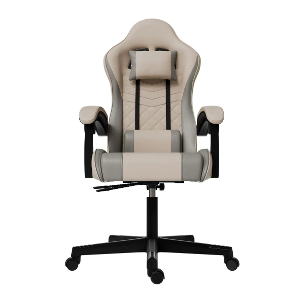 FOTEL GAMINGOWY BIUROWY KUBEŁKOWY GRACZA OBROTOWY HYPERSEAT BEŻOWY SZARY
