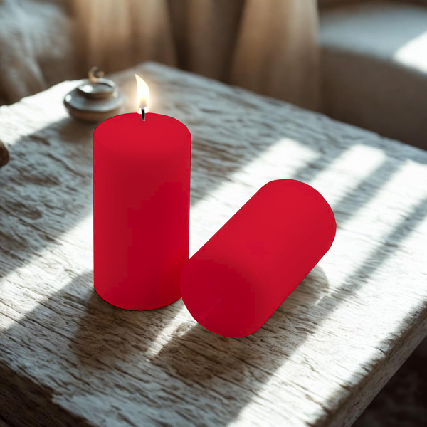 ŚWIECE STOŁOWE CZERWONE 16x 11,5x6 CM ŚWIECZKI WALCOWE TRADYCYJNE KOLUMNOWE