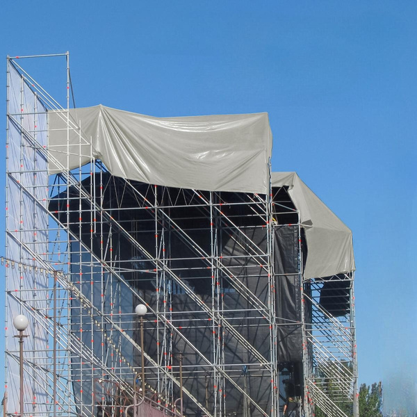 SZARA PLANDEKA 4x7 M 650G/M2 PRZEMYSŁOWA OCHRONNA Z OCZKAMI OKRYCIOWA