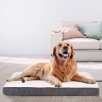 ORTOPEDYCZNE LEGOWISKO DLA PSA MATERAC ŁÓŻKO MILOW 92X69X8 CM BEŻOWO-SZARE