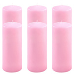 ŚWIECE STOŁOWE RÓŻOWE 6 SZT 25x10 CM ŚWIECZKI WALCOWE TRADYCYJNE KOLUMNOWE