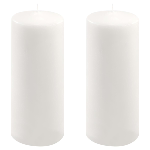 ŚWIECE STOŁOWE BIAŁE 2 SZT 25x10CM ŚWIECZKI WALCOWE TRADYCYJNE KOLUMNOWE