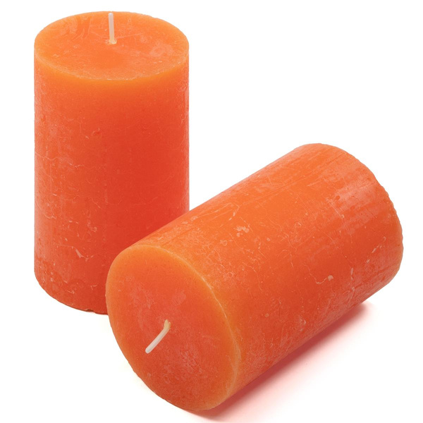 ŚWIECE STOŁOWE POMARAŃCZOWE RUSTYKALNE 12SZT 6,8x11,5 CM ŚWIECZKI KOLUMNOWE