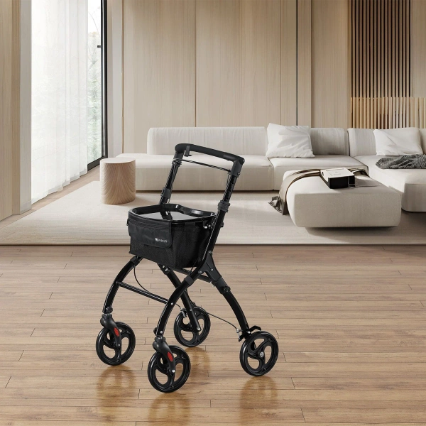 CZARNY ROLLATOR BALKONIK NA KÓŁKACH REHABILITACYJNY CHODZIK