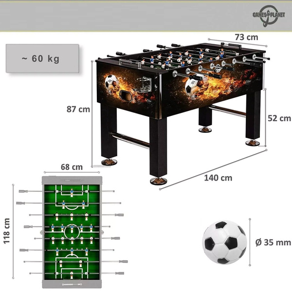 STÓŁ PIŁKARSKI PIŁKARZYKI DO GRY MODEL LEEDS 60KG FIREBALL TRAMBAMBULA