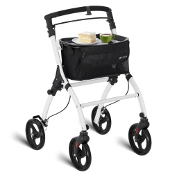 CZARNO BIAŁY ROLLATOR BALKONIK NA KÓŁKACH REHABILITACYJNY CHODZIK