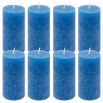 ŚWIECE STOŁOWE NIEBIESKIE RUSTYKALNE 8 SZT 5x10 CM ŚWIECZKI KOLUMNOWE