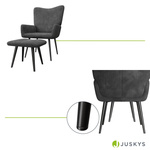 FOTEL USZAK Z PODNÓŻKIEM WYPOCZYNKOWY SKANDYNAWSKI STYL SZARY SZTRUKS