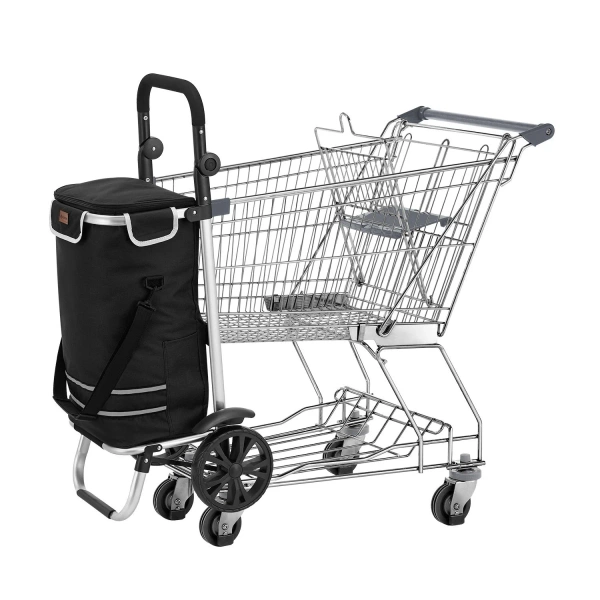 WÓZEK 3w1 NA ZAKUPY ZAKUPOWY 56 L TORBA NA KÓŁKACH SKŁADANY LEKKI CZARNY