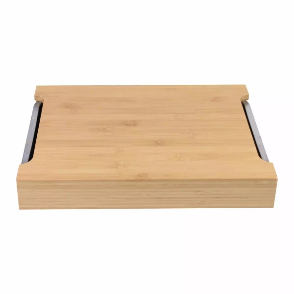 DESKA DO KROJENIA BAMBUS Z 2 NACZYNIAMI MISAMI ALUMINIOWYMI 40X30x6 CM