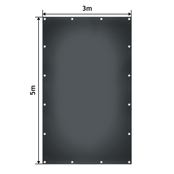 ANTRACYTOWA PLANDEKA 3x5 M 650G/M2 PRZEMYSŁOWA OCHRONNA Z OCZKAMI OKRYCIOWA
