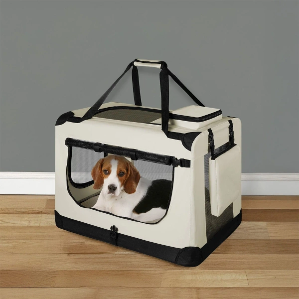 BEŻOWA TORBA TRANSPORTOWA SKŁADANA KOJEC DLA PSA KOTA TRANSPORTER L