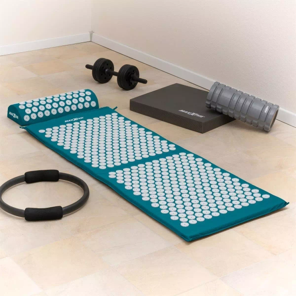 MAXXIVA TURKUSOWA MATA DO AKUPRESURY 130x50 CM Z KOLCAMI NA BÓL PLECÓW