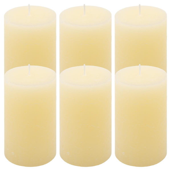ŚWIECE STOŁOWE KREMOWE RUSTYKALNE 6 SZT 6,8x11,5 CM ŚWIECZKI KOLUMNOWE