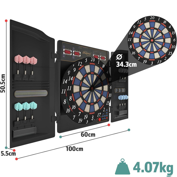 DART TABLICA ELEKTRONICZNA TARCZA DO DARTA GRY W RZUTKI 12x LOTKI BULL V2