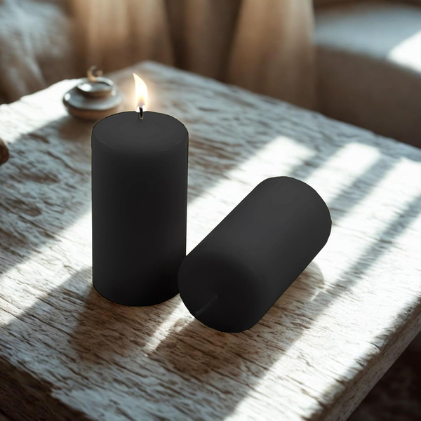 ŚWIECE STOŁOWE CZARNE 16 SZT 10x5CM DEKORACYJNE ŚWIECZKI WALCOWE TRADYCYJNE