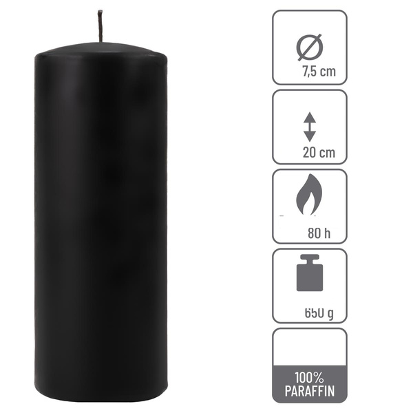 ŚWIECE STOŁOWE CZARNE 4 SZT 20x7,5 CM ŚWIECZKI WALCOWE TRADYCYJNE KOLUMNOWE