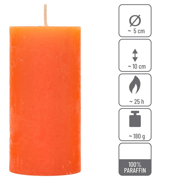 ŚWIECE STOŁOWE POMARAŃCZOWE RUSTYKALNE 8 SZT 5x10 CM ŚWIECZKI KOLUMNOWE