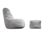 FOTEL RELAKSACYJNY TELEWIZYJNY WYPOCZYNKOWY GAMINGOWY Z PUFĄ JASNY SZARY XL