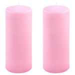 ŚWIECE STOŁOWE RÓŻOWE 2 SZT 20x7,5CM ŚWIECZKI WALCOWE TRADYCYJNE KOLUMNOWE