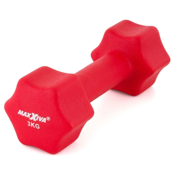 ZESTAW HANTLE NEOPRENOWE 2x 3,0 KG MAXXIVA CZERWONE CIĘŻARKI FITNESS