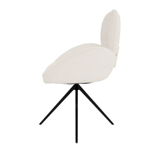 KRZESŁO TAPICEROWANE 360° DO SALONU JADALNI JASNOBEŻOWE ECRU KREMOWE BOUCLE