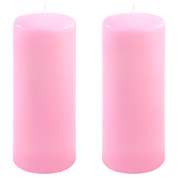 ŚWIECE STOŁOWE RÓŻOWE 2 SZT 25x10CM ŚWIECZKI WALCOWE TRADYCYJNE KOLUMNOWE