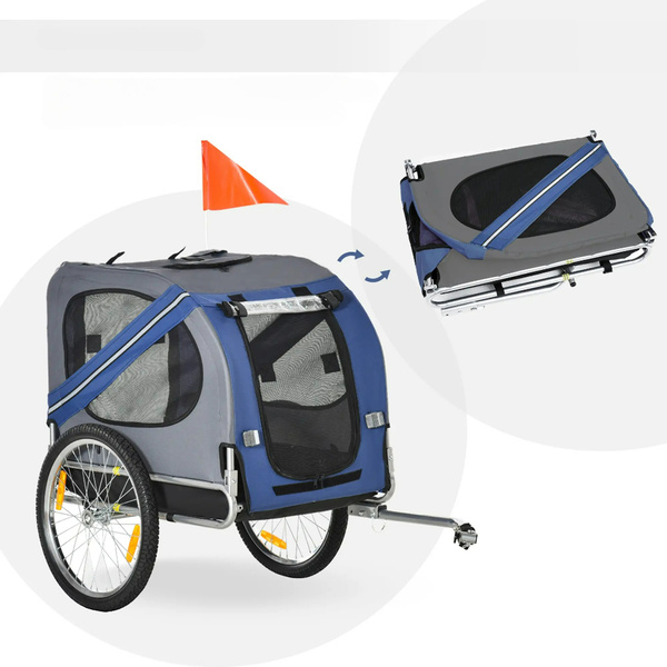 PRZYCZEPKA ROWEROWA DO ROWERU WÓZEK DLA PSA DO 20KG SKŁADANA NIEBIESKA