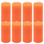 ŚWIECE STOŁOWE POMARAŃCZOWE RUSTYKALNE 8 SZT 5x10 CM ŚWIECZKI KOLUMNOWE