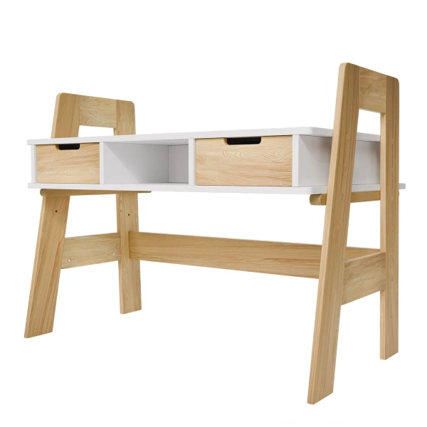 BIURKO DZIECIĘCE REGULOWANE Z SZUFLADAMI BIAŁE STOLIK DO NAUKI KREŚLARSKI