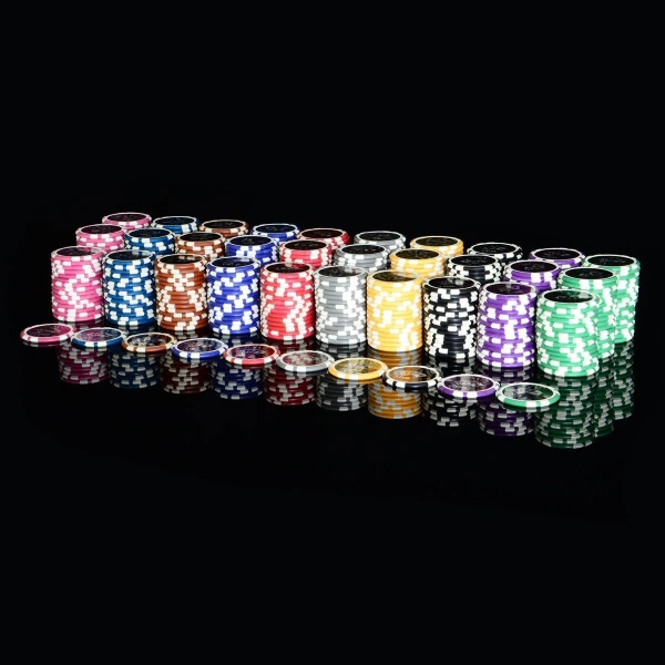 50x ŻETONY LASEROWE 12G WARTOŚĆ 1 DO POKERA RDZEŃ METAL CHIPS OCEAN GREY