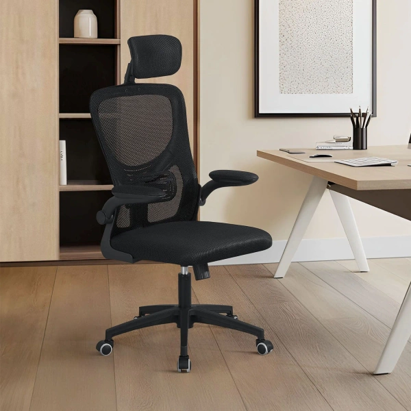 ERGONOMICZNY FOTEL BIUROWY GAMINGOWY OBROTOWY ODDYCHAJĄCY CZARNY